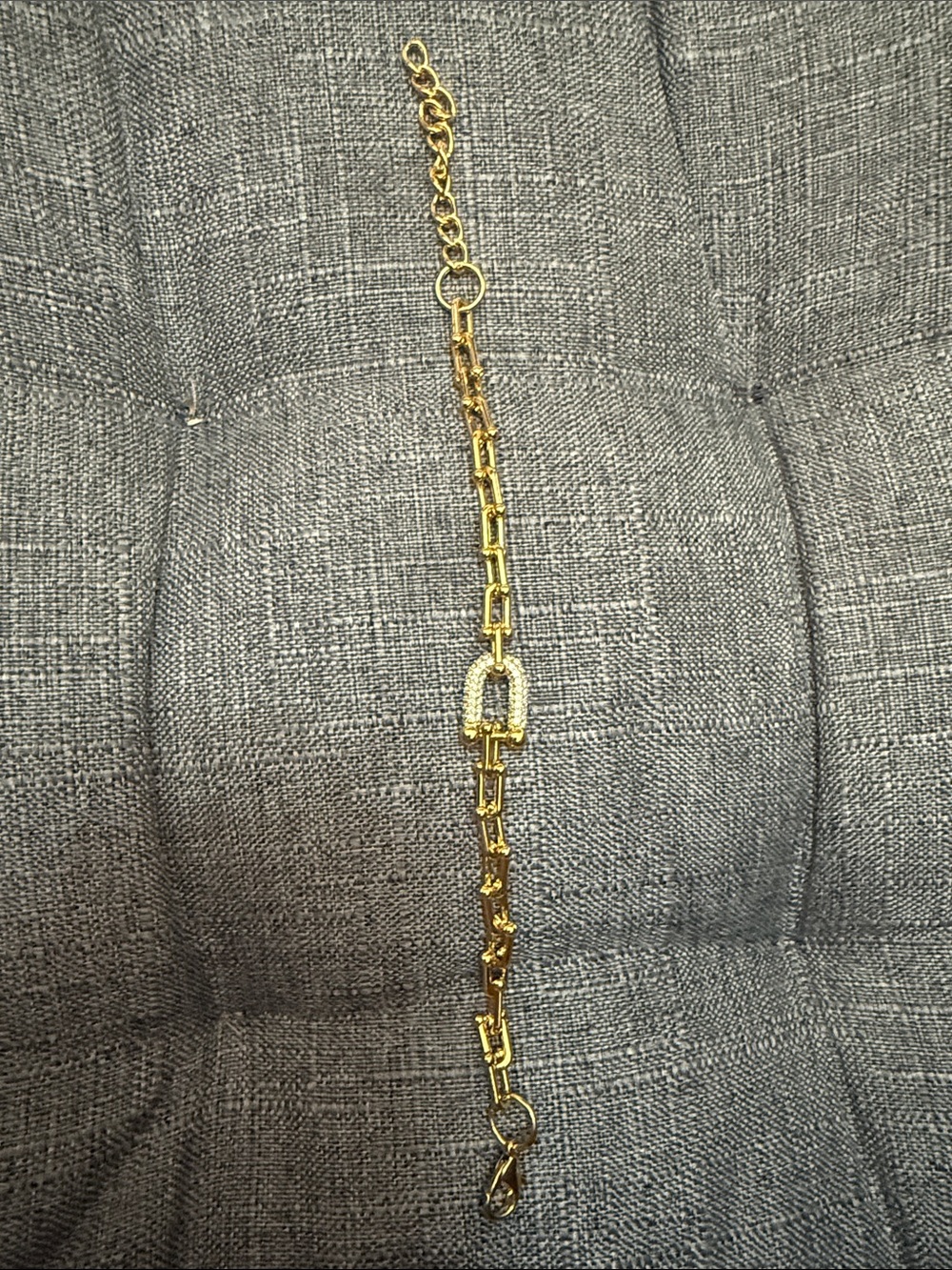 Gold-Tone Chain Link Bracelet with Pave Horsebit Accent